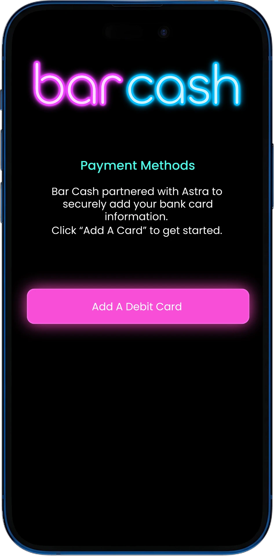 Bar Cash — Add a Debit Card