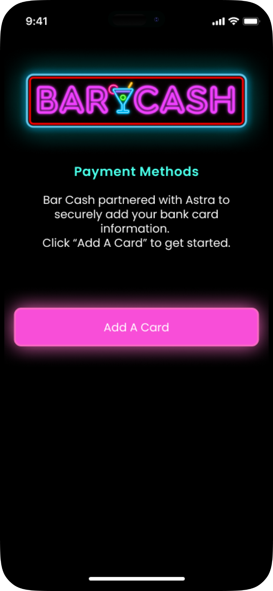 Bar Cash — Add a Debit Card
