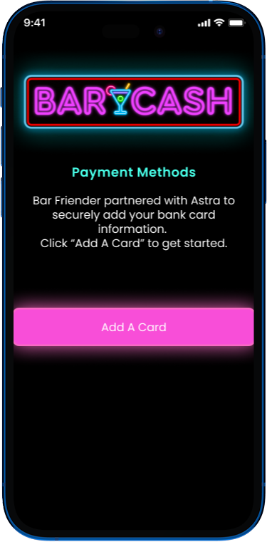 Bar Cash — Add a Debit Card